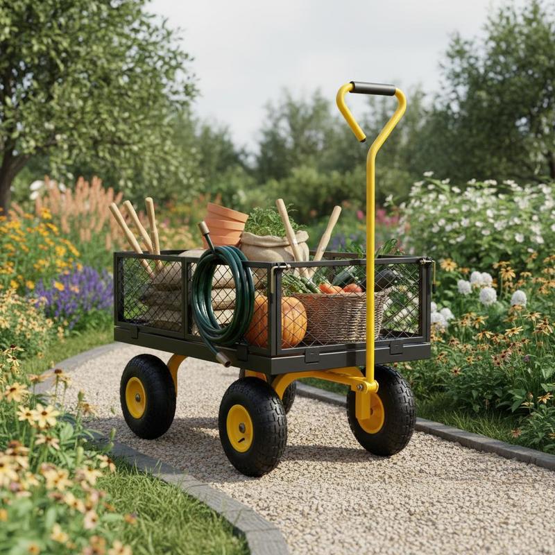 Steel Garden Cart 900 Lbs For  - Heavy Equipment Tires review and price