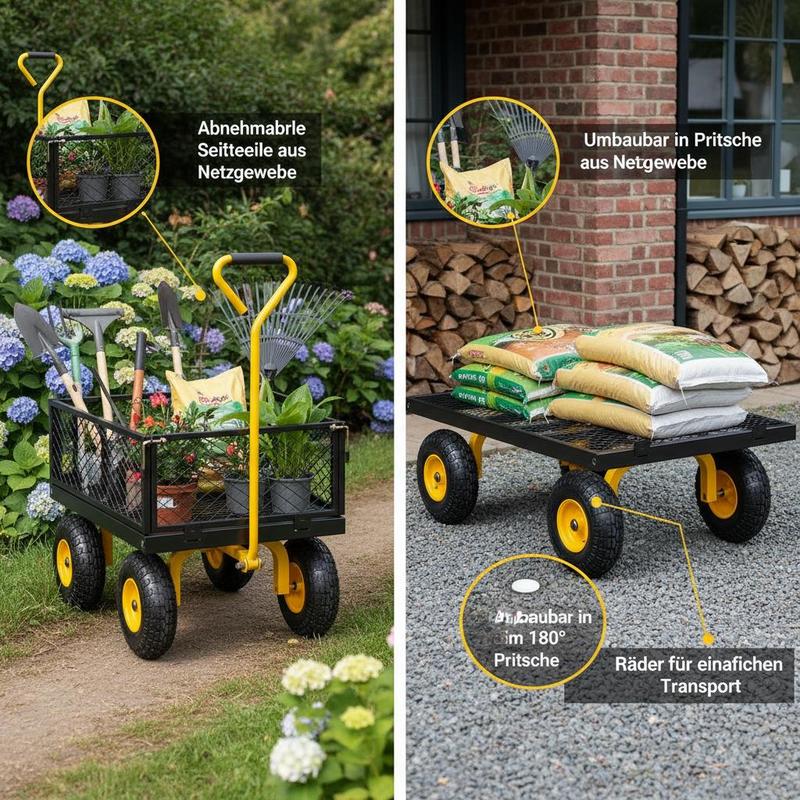 Steel Garden Cart 900 Lbs For  - Heavy Equipment Tires review and price