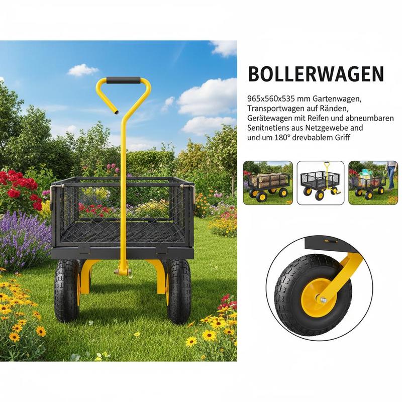Steel Garden Cart 900 Lbs For  - Heavy Equipment Tires review and price