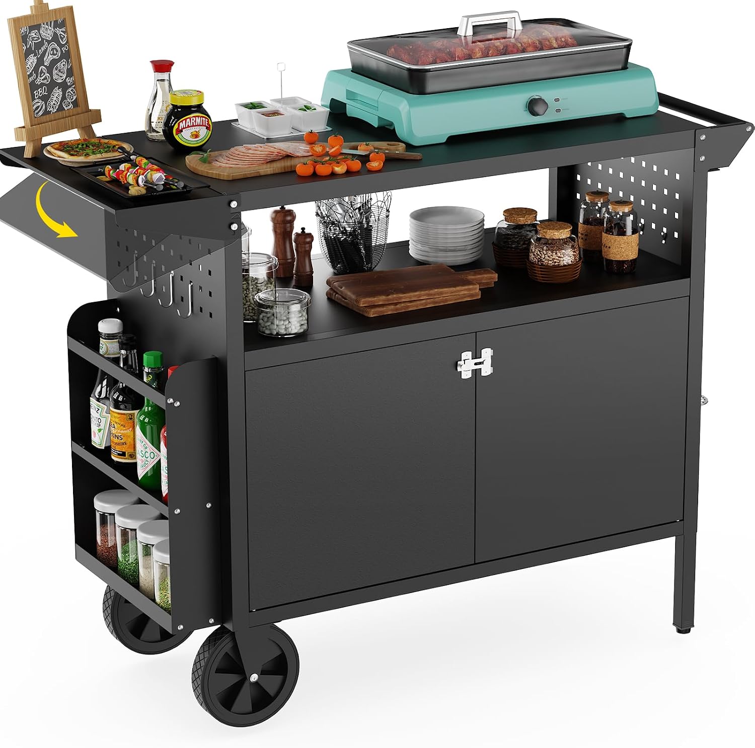 Outdoor Grill Cart Table With  - Heavy Equipment Tires review and price