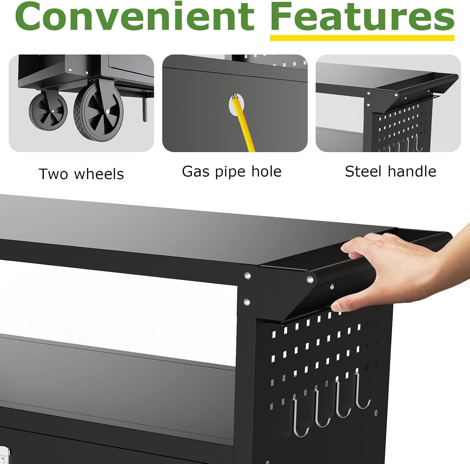 Outdoor Grill Cart Table With  - Heavy Equipment Tires review and price