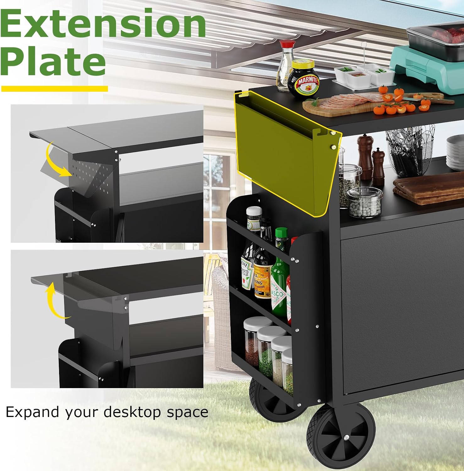 Outdoor Grill Cart Table With  - Heavy Equipment Tires review and price
