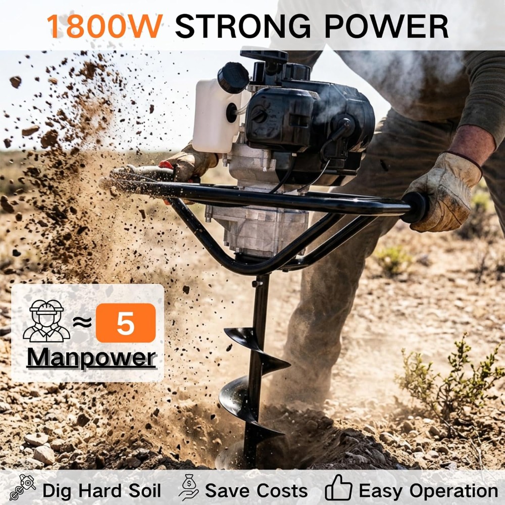 Gas Powered Earth Auger 52cc 1 - Post Hole Digger review and price